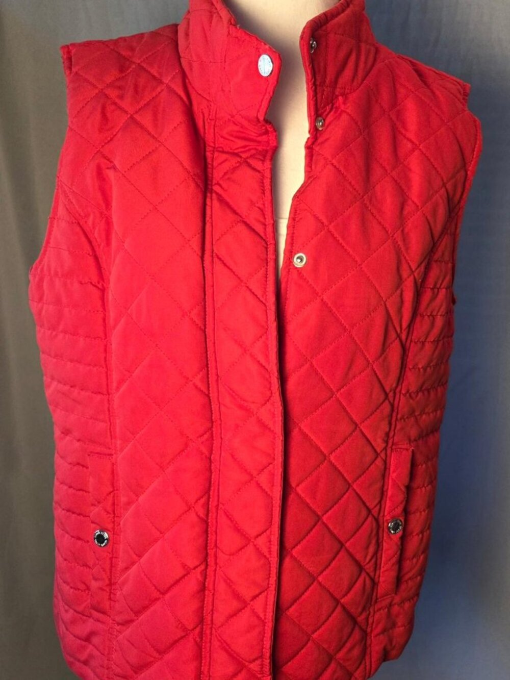 Black Rivet Red Quilted Vest Women's Large Lightweight Snap Front Puffer